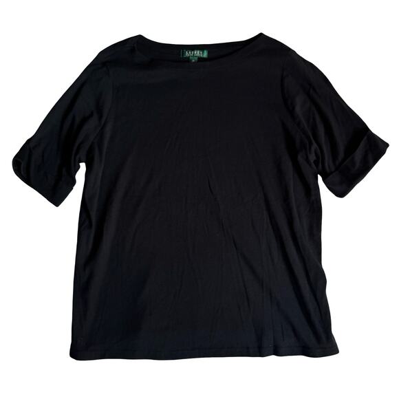 Lauren Ralph Lauren Black Cotton T-Shirt Women’s 2X Classic Fit Tee - Picture 1 of 8